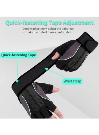 Weightlifting Gloves, Available For Both Men And Women, Non-Slip Silicone And Wrist Support With Adjustable Velcro Straps, Suitable For Fitness Training Weightlifting, Cycling - view 2